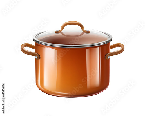3d cooking pot with glass lid isolated on transparent background, AI