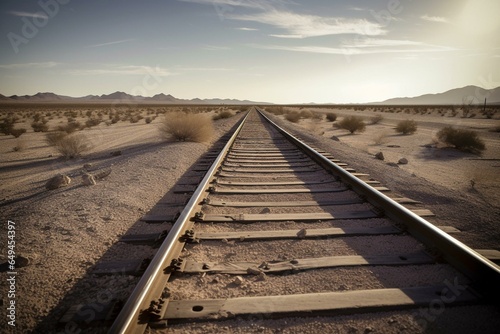 Rails stretching into the desert horizon. Generative AI