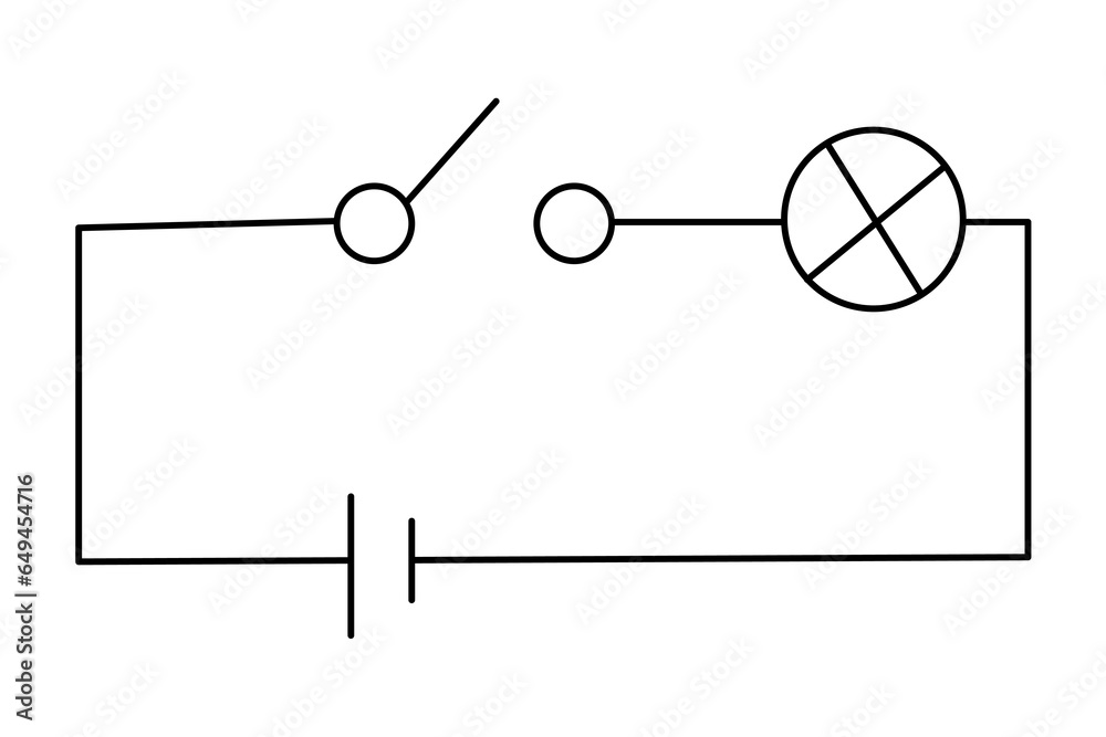 Electrical circuit hand drawn doodle vector illustration black outline ...