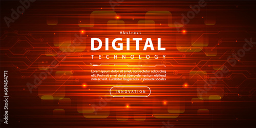 Digital technology speed connect red orange background, cyber nano information, abstract communication, innovation future tech, internet network connection, Ai big data line dot illustration 3d vector