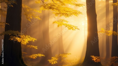 autumn forest in the morning