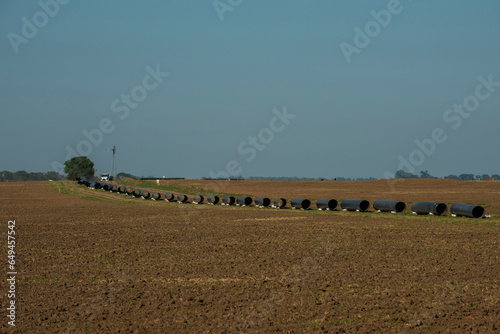 Gas pipeline construction, La Pampa province , Patagonia, Argentina. photo