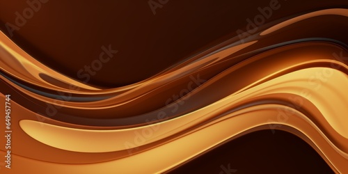 Brown Slime Creative Abstract Wavy Texture. Screen Wallpaper. Digiral Art. Abstract Bright Surface Liquid Horizontal Background. Ai Generated Vibrant Texture Pattern.
