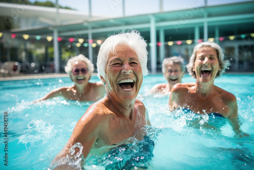 Active senior women enjoying aqua fit class in a pool © AI_images