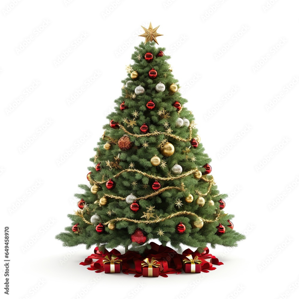 Fototapeta premium Beautiful Christmas tree isolated on white background
