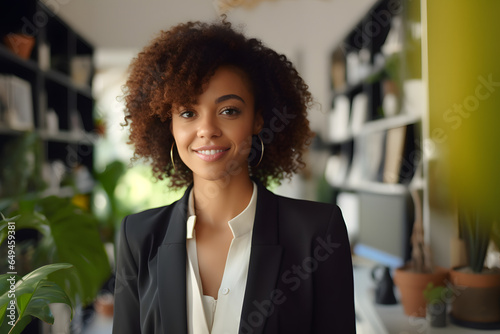 Black beautiful business woman in her office