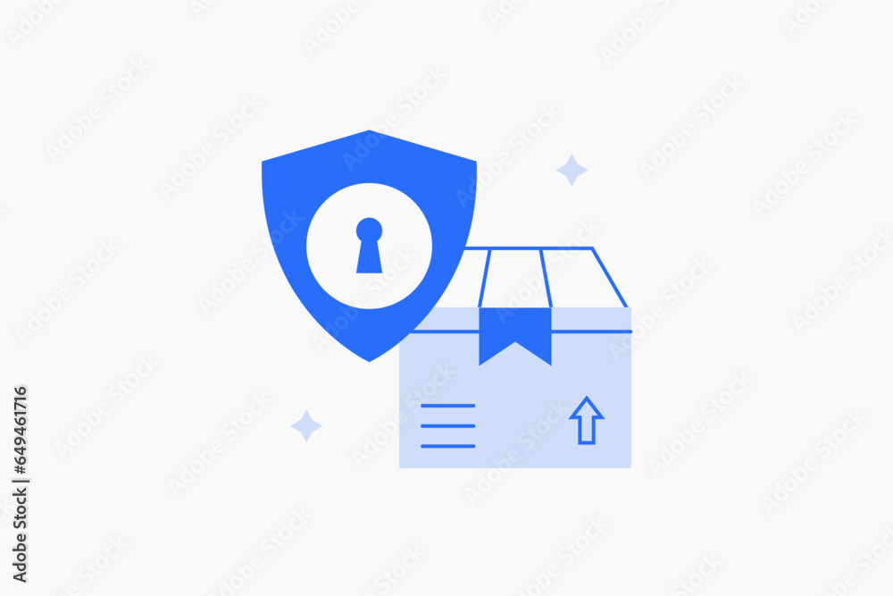 Geometric safe delivery illustration in flat style design. Vector illustration. Duotone blue icon. Geometric safe delivery illustration in flat style design. Vector illustration. Duotone blue icon.