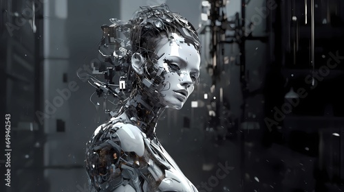 AI sentient, the technology of cyborg model - image created with artificial intelligence AI