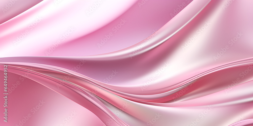 Fototapeta premium 3d rendering Curve Silver Holographic Fluid Liquid Wallpaper. Pink Metal Color Swirl Gradient Mesh. Violet Vivid Vibrant Smooth Surface. Blurred Water Multicolor Gradient Background Generative AI