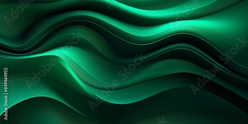 Emerald Crystal Creative Abstract Wavy Texture. Screen Wallpaper. Digiral Art. Abstract Bright Surface Liquid Horizontal Background. Ai Generated Vibrant Texture Pattern.
