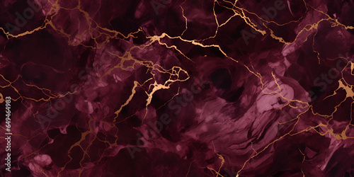 Marble granite dark pink and white with gold texture. Background wall surface seamless pattern graphic burgundy, cherry, ruby floor ceramic counter texture stone Generative AI