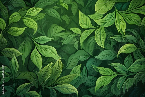background with green leaves. Generative AI