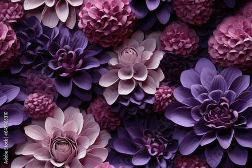 Seamless pattern - texture of violet flowers vintage style on dark background