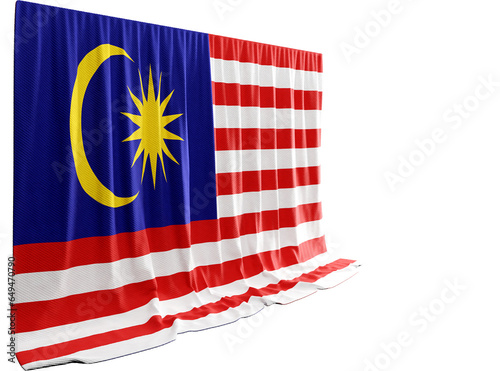 Malaysia Flag Curtain in 3D Rendering Reflecting Malaysia's Rich Heritage photo