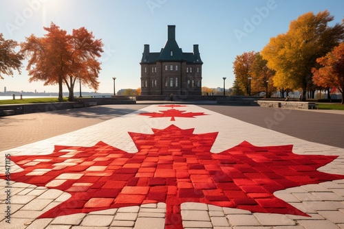 Picture: Laval, a Quebec city, showcasing the Canadian maple leaf symbol. Generative AI photo