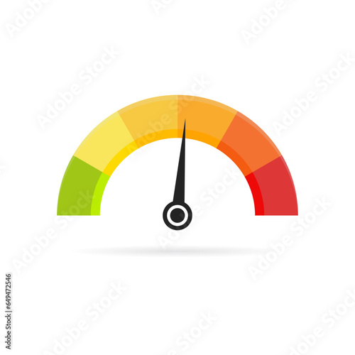 Speedometer Icon. An icon resembling a speedometer dial with a needle pointing to a high speed
