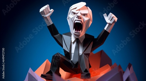 Origami paper model of a politician giving a speech