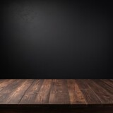 Empty Dark Wooden Table with Dark Background for Product Photography