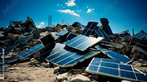 A dumping ground for solar panels Concept of green energy problem