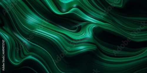 Malachite Crystal Creative Abstract Wavy Texture. Screen Wallpaper. Digiral Art. Abstract Bright Surface Liquid Horizontal Background. Ai Generated Vibrant Texture Pattern.