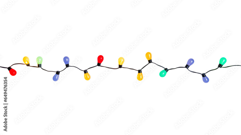 String of Christmas lights isolated on transparent background. Generative ai String of Christmas lights isolated on transparent background. Generative ai