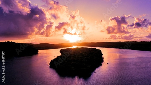 Sunset Beach At Itacare In Bahia Brazil. Tourism Landscape. Nature Background. Travel Scenery. Colorful Vibrant. Stunning Sky Clouds. Sunset Beach At Itacare In Bahia Brazil.  photo