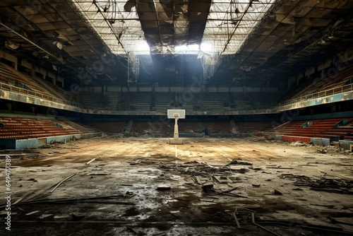 Deserted sports arena filled with enthusiastic spectators. Generative AI