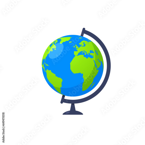 3d earth globe world vector icon. Travel globus cartoon simple illustration geography table desk globeisolated icon.