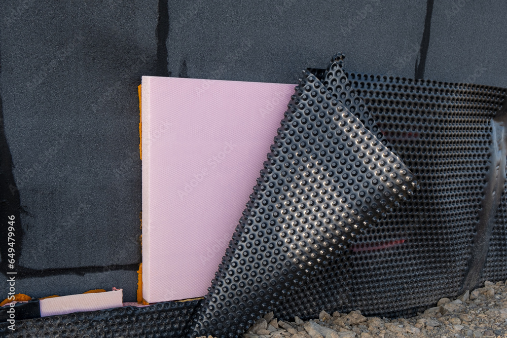 waterproof and ground thermal insulation coatings applied on the Foundation bottom wall in a new