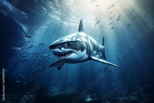 great white shark swimming in the sea water  © urdialex