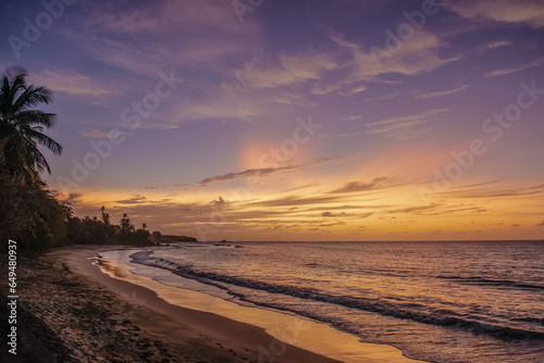 Trinidad and Tobago sunset bay beach dusk warm beautiful cloudscape