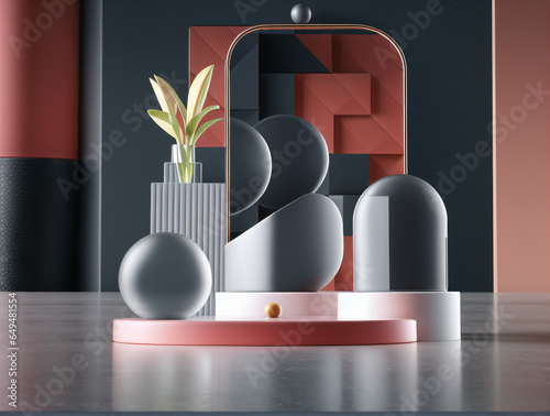 podium, display stand or platform vector mockup background. Studio, showcase and showroom, stage or scene for product presentation. Created with Generative AI Technology.