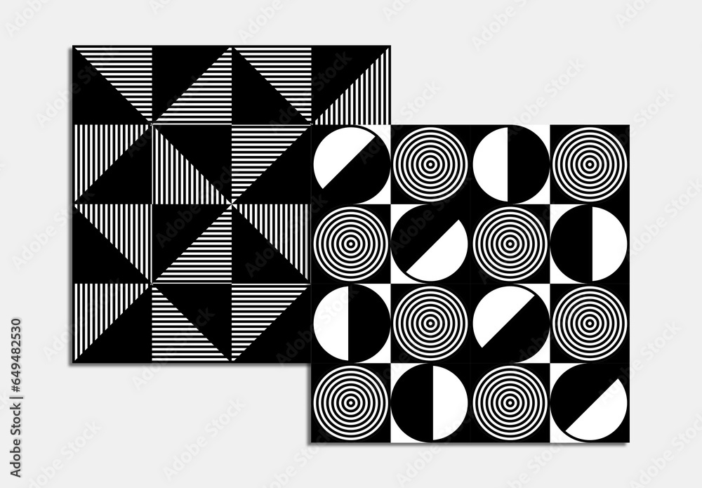 Set of Black and White Geometric Seamless Patterns Stock Template ...