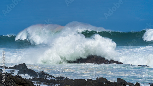 Huge waves hitting the shore at Storms River Camp Tsitsikamma  Garden Route National Park  South Africa