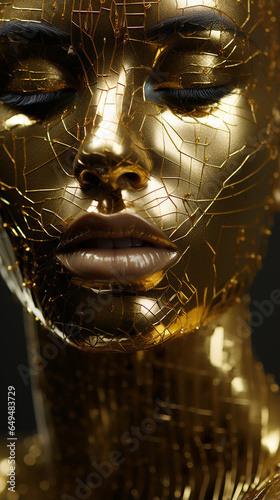arte facial mulher dourado cristal 