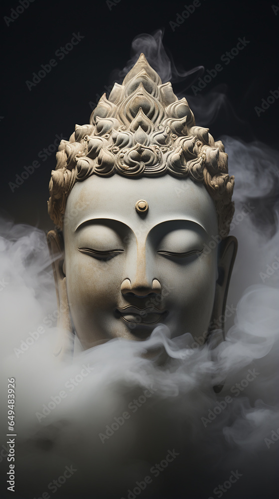 Buda sagrado na neblina 
