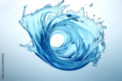 Rounded splash of blue water isolated on white background.generative ai 