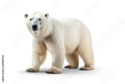White polar bear isolated on white background  front view.generative ai
