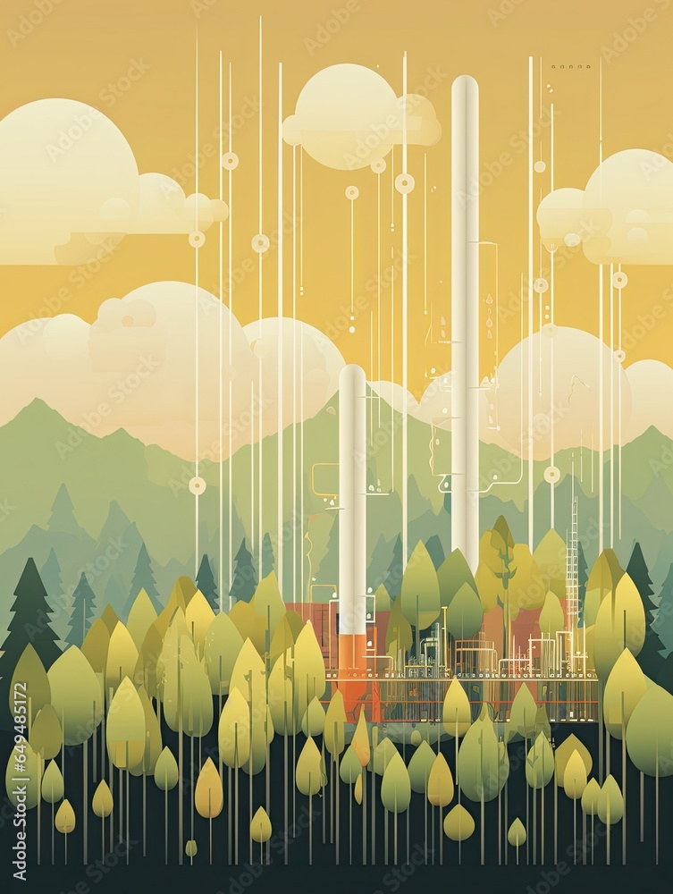 AIgenerated infographic illustration of aspen and spruce trees as