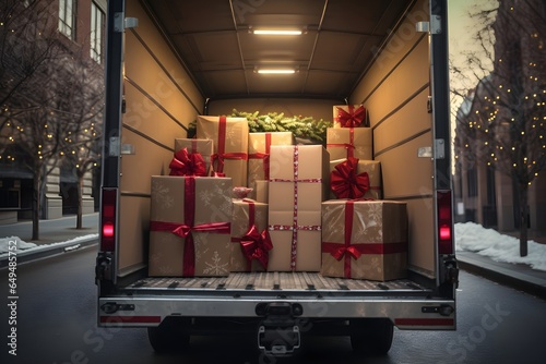 Christmas Presents Loaded in City Delivery Truck