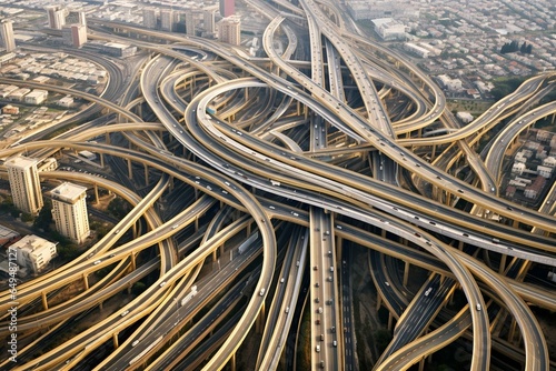 Arial view of transportation infrastructure and expressway. Generative AI