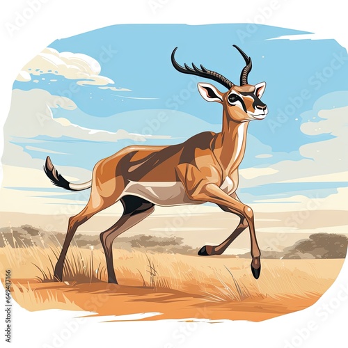 Cute Gazelle in cartoon style isolated on a white background