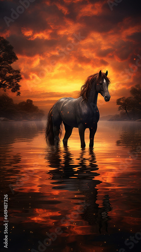 cavalo a beira de lago  © Alexandre