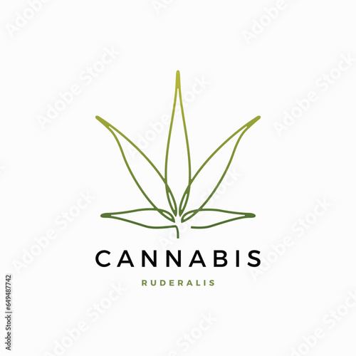 Cannabis Ruderalis continuous line logo vector icon illustration