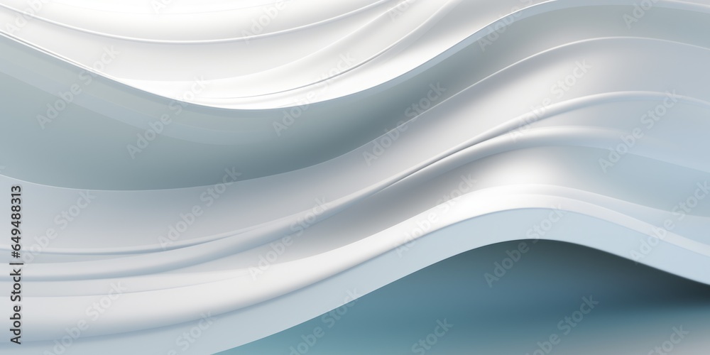 Fototapeta premium White Glass Creative Abstract Wavy Texture. Screen Wallpaper. Digiral Art. Abstract Bright Surface Liquid Horizontal Background. Ai Generated Vibrant Texture Pattern.