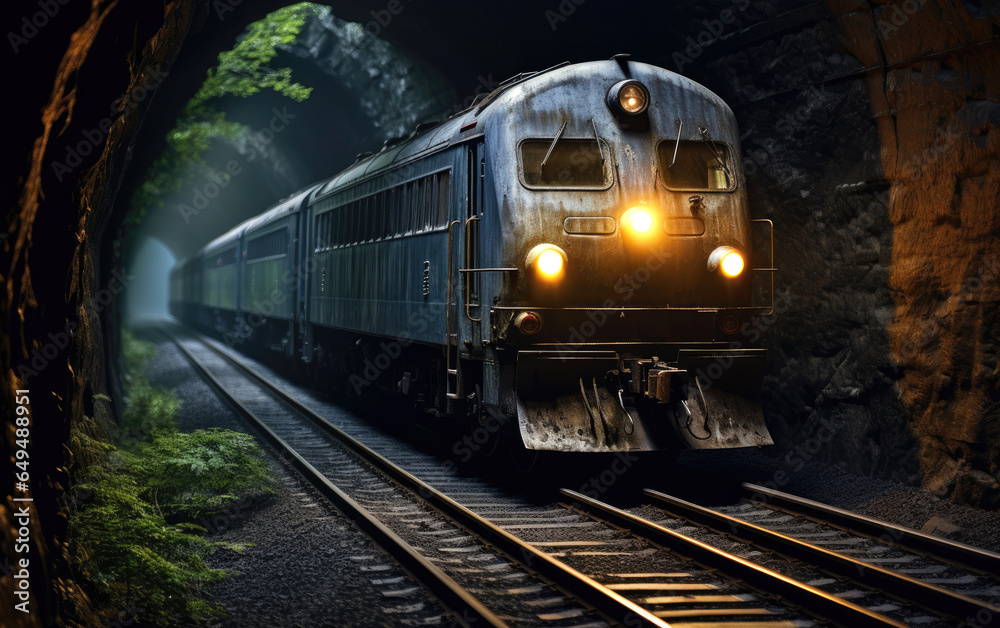 Train goes through a tunnel. Generative AI