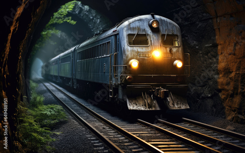 Train goes through a tunnel. Generative AI