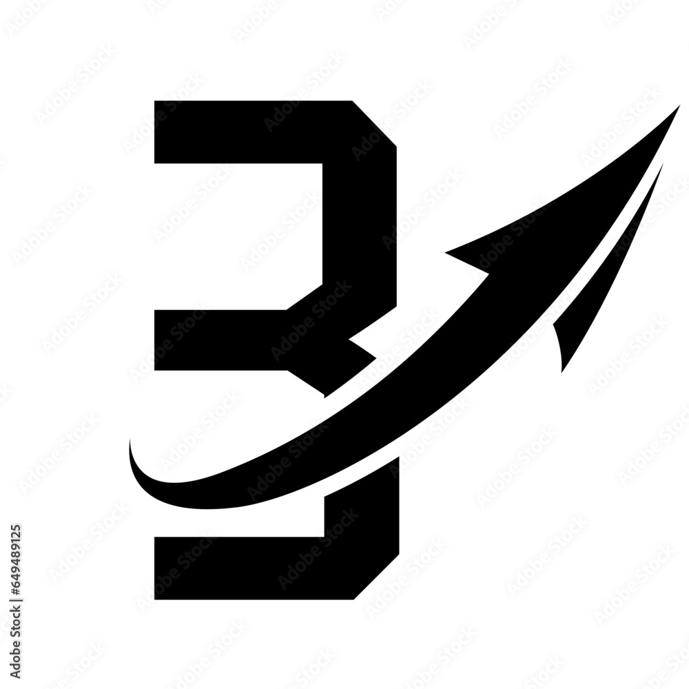 Black Futuristic Letter B Icon with an Arrow