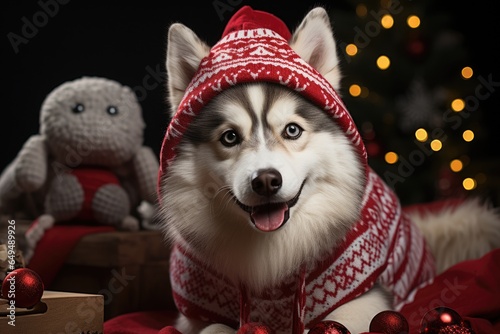 Dog in Christmas costume