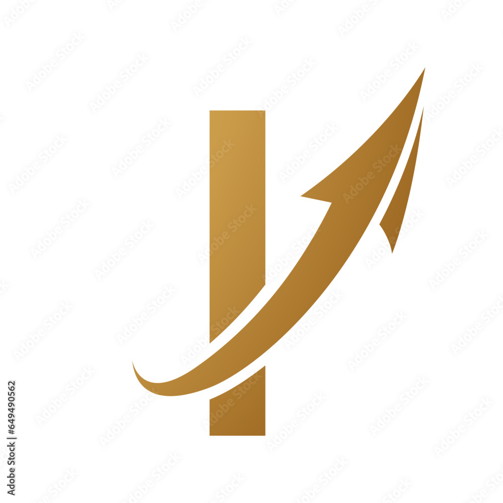 Gold Uppercase Letter I Icon with an Arrow Gold Uppercase Letter I Icon with an Arrow